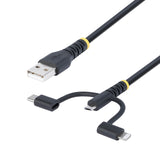 StarTech.com 3ft (1m) Rugged USB Multi Charging Cable, USB to Lightnin