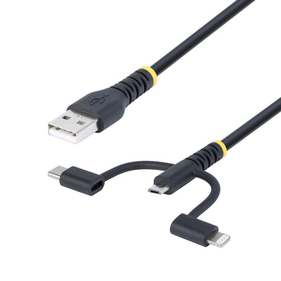 StarTech.com 3ft (1m) Rugged USB Multi Charging Cable, USB to Lightnin