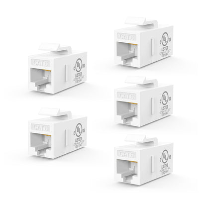 StarTech RJ45 Coupler 5-PACK, Inline CAT6 Coupler, Female to Female (F/F) T568 Connector, Unshielded Ethernet Cable Extension
