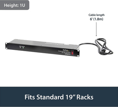StarTech.com RKPW081915 19-Inch 1U Rackmount 8 Outlet PDU Power Distri