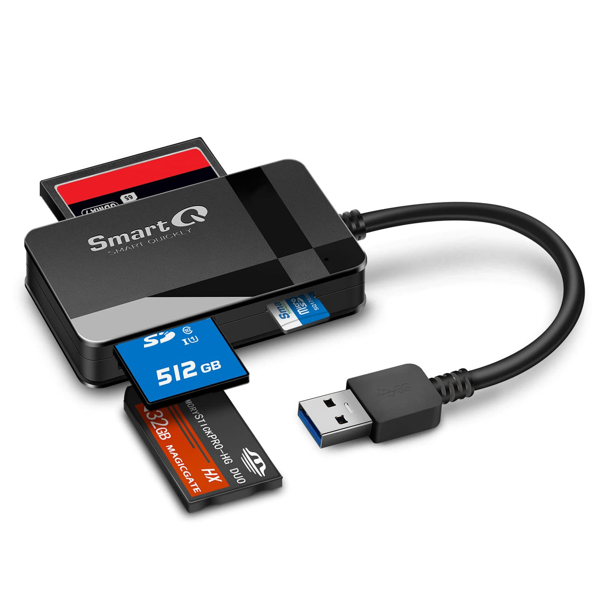 Lecteur de carte SD SmartQ C368 USB 3.0, Plug-N-Play, compatible Apple et Windows
