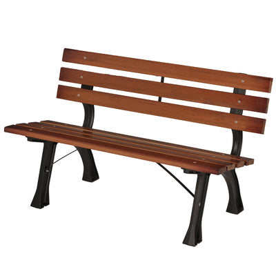 47 Inch Outdoor Garden Bench, Aluminum Wood Patio Loveseat with Slatted Seat Back, 528 lbs. for Porch
