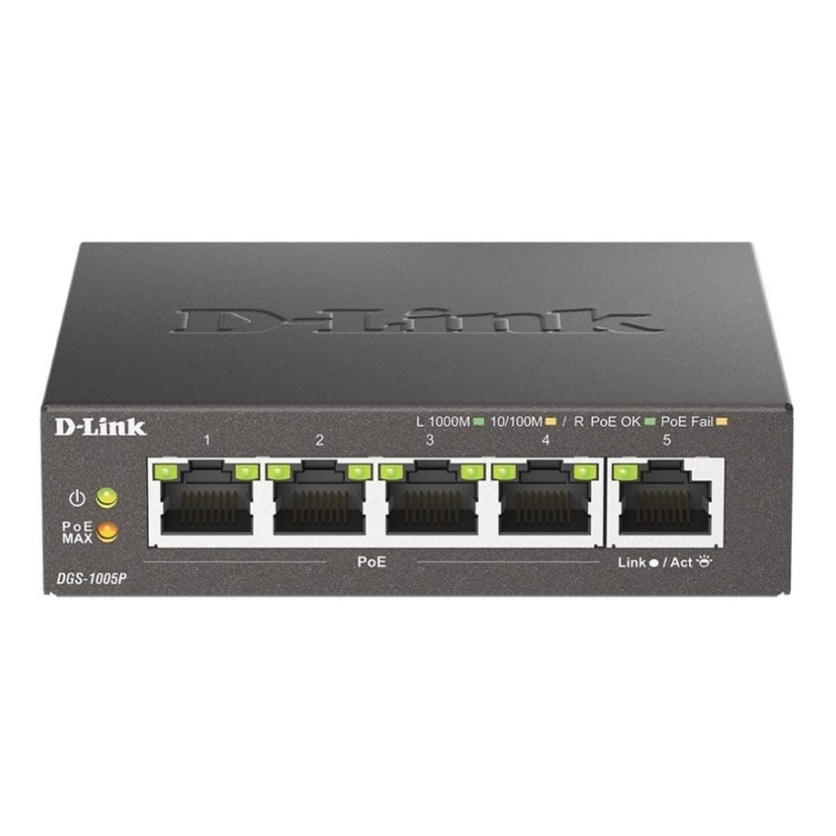 D-Link 5-Port Gigabit PoE+ Unmanaged Ethernet Switch, with 4 PoE Ports