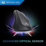Adesso iMouse A20 Ergonomic Wireless Mouse, 1000/1600/2400 DPI, Vertic