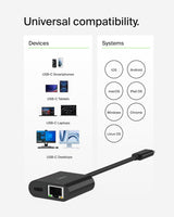 Belkin Connect USB-C to Ethernet + Charge Adapter 100W w/Gigabit Ether