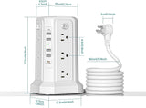 PASSUS Tower Power Bar with Surge Protector,10 FT Long Extension Cord