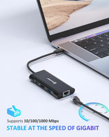 USB-C MULTIPORT ADAPTER 4K 60 HZ HDMI USB 3.2 GEN 2 HUB PORTS GBE