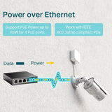 TP-Link Commutateur PoE 5 ports Gigabit, 4 ports PoE+ @65W, Easy Smart (TL-S