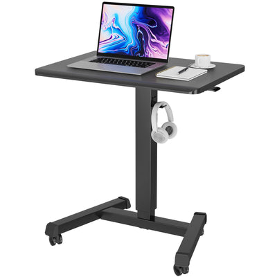 ViewSonic Electric Height Adjustable Mobile Cart with Smooth Motorized LIFT, Laptop Tray, Black.