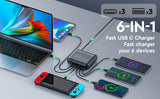 Chargeur mural USB C GaN 140 W, station de charge rapide USB 6 ports avec sortie 100 W