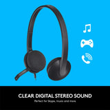 Logitech USB Headset H340, Stereo, USB Headset for Windows and Mac Bla
