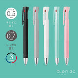 Stylo bille Zebra Zbra 3 couleurs, Blen 3C 0,7 mm, corps gris (B3A88-GR)