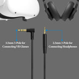 Geekria VR Short Audio Cable Compatible with Meta Quest 3, Meta Quest