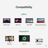 Câble USB-C vers DisplayPort Plugable Technologies 1,8 m, jusqu'à