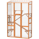 Grand catio extérieur avec 6 plateformes de saut, 2 rampes