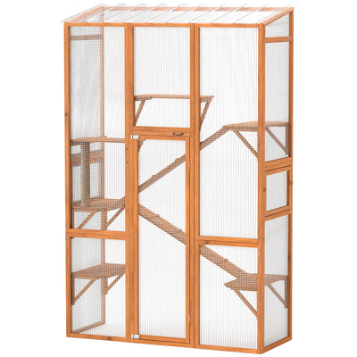 Grand catio extérieur avec 6 plateformes de saut, 2 rampes