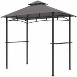 8' x 5' BBQ Grill Gazebo Tent with Double Tiered Canopy for Outdoor Sun Shade