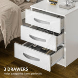 Modern Nightstand Set of 2, Bedside Tables with 3 High Gloss Drawers for Bedroom