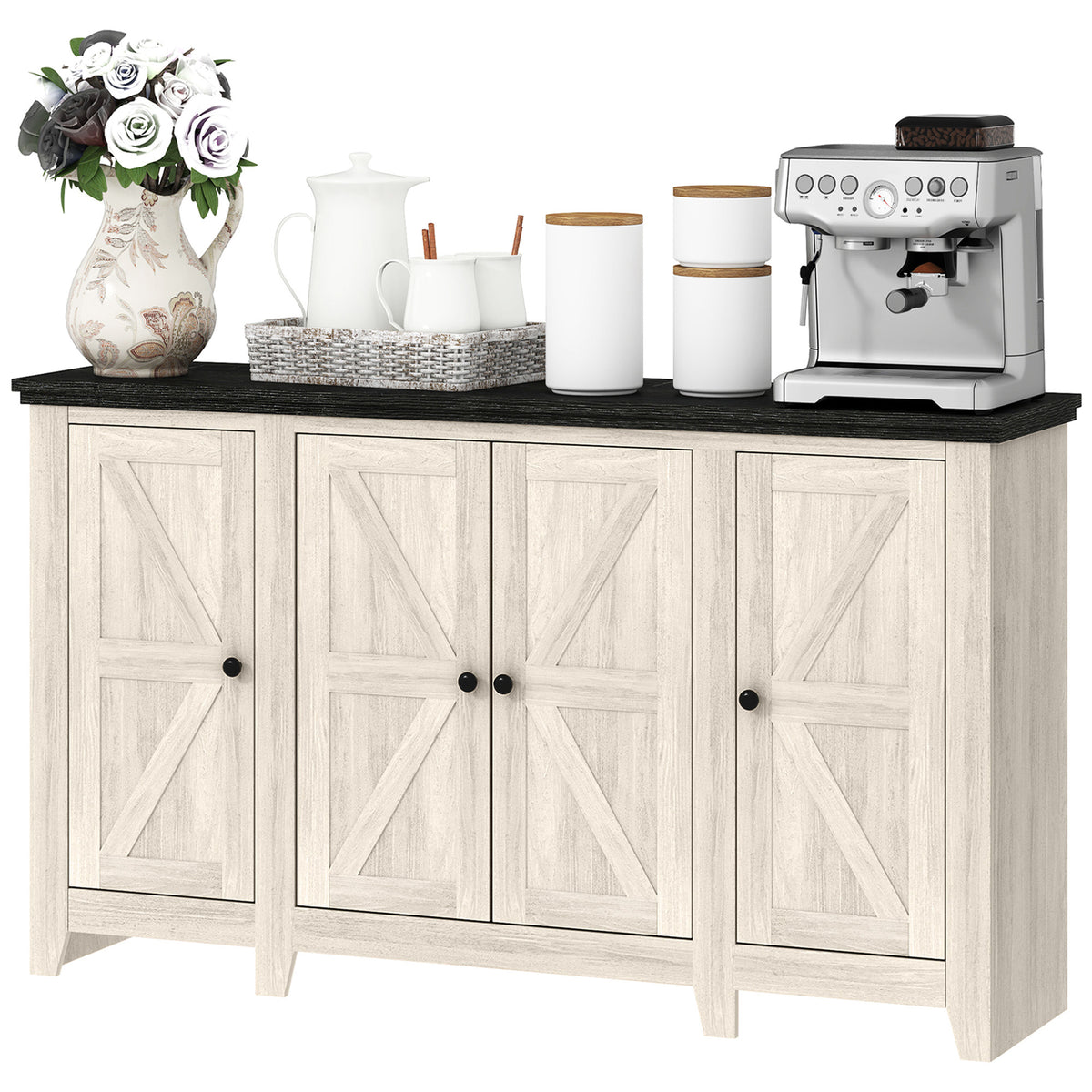 Rustic Sideboard, Buffet Cabinet with Adjustable Shelves for Living Room