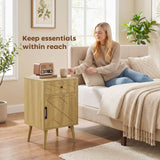 Nightstand Set of 2, Bedside Table Set with Drawer and Cabinet, Side End Table with Storage for Living Room