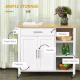 Wooden Rolling Kitchen Island on 360° Swivel Wheels Dining Cart with Drawer