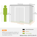 7' x 4' Galvanised Steel Garden Shed