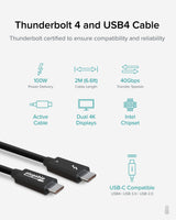 TBT4 Cable 6.4FT 100W 40GBPS TBT4 Cable 2M/6.4FT 100W 40GBPS