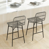 Ensemble de 2 tabourets de bar en rotin, tabourets de comptoir 26