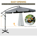 11 FT Cantilever Patio Umbrella Offset Parasol with Cross Base and 8 Ribs for Garden