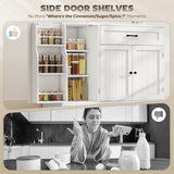 Armoire de rangement de cuisine moderne de 44 po avec tiroir, étagères réglables, garde-manger petite cuisine avec portes de rayons