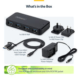 StarTech.com 4-Port USB-A Hub, 5Gbps, Self-Powered, 2-in-1 USB-C and U