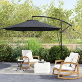 9.5' Cantilever Umbrella with Wind Protection Strap and Cover, Hanging Umbrella with Crank and Cross Base
