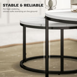 Tables basses gigognes modernes (lot de 2) avec piétement en métal pour salon, chambre, bureau