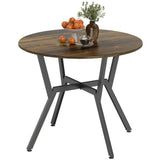 Table de salle à manger ronde de 89 cm, table de salle à manger moderne avec cadre en acier, petite table de cuisine peu encombrante