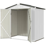 Remise de rangement extérieure 6,5' x 4', cabanon de jardin en métal avec portes doubles verrouillables