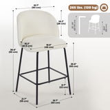 Ensemble de 2 tabourets de bar hauteur comptoir, tabourets de bar en lin rembourré avec dossier, repose-pieds et pieds en acier