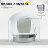 Large Stainless Steel Cat Litter Box with Lid