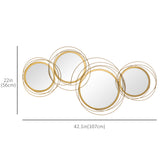 Metal Wall Art Gold Frame Circle Bathroom Mirror Decor Home Hanging Wall Sculptures, 42.25
