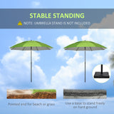 6.6ft Arched Beach Umbrella, Angle Adjustable Patio Umbrella with Steel Frame