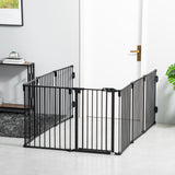 Dog Safety Gate 8-Panel Playpen Fireplace Christmas Tree Steel Fence Stair Barrier Room Divider
