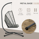 Hanging Egg Chair with Stand, Foldable Wicker Rattan Swing Chair with Thick Cushion