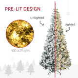 7.5ft Artificial Prelit Christmas Tree with Warm White LED Light, Metal Base