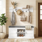 2 in 1 Coat Rack Shoe Bench Set with 6 Hooks and Shoe Storage Bench