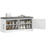 Shoe Bench with Cushion Shoe Storage Bench with Doors Adjustable Shelves for Entryway