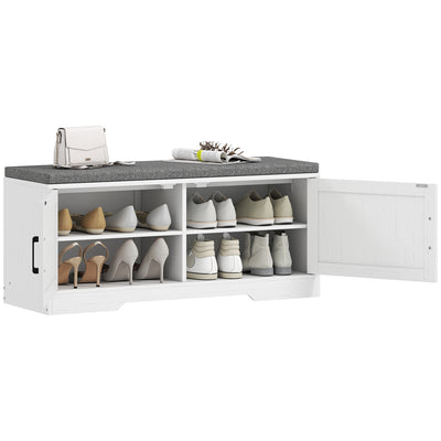 Shoe Bench with Cushion Shoe Storage Bench with Doors Adjustable Shelves for Entryway