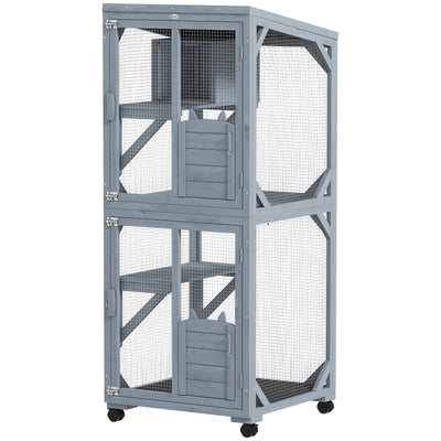Movable Catio Outdoor Cat Enclosure with Resting Box, 3 Jumping Platforms