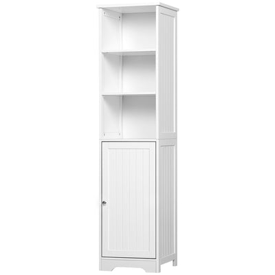 Tall Bathroom Storage Cabinet, Freestanding Tower Cabinet with Adjustable Shelf, 3 Open Shelves