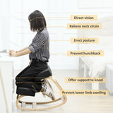 Ergonomic Kneeling Chair, Wood Kneel Stool with Thick Pads, Desk Knee Chair