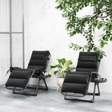2pcs Reclining Zero Gravity Chair with Adjustable Backrest, Folding Garden Sun Lounger with Removable Cushion