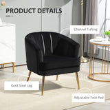 Fabric Armchair, Modern Accent Chair with Gold Metal Legs for Living Room